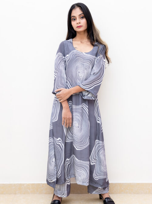 Crepe big abstract printed Coord set.