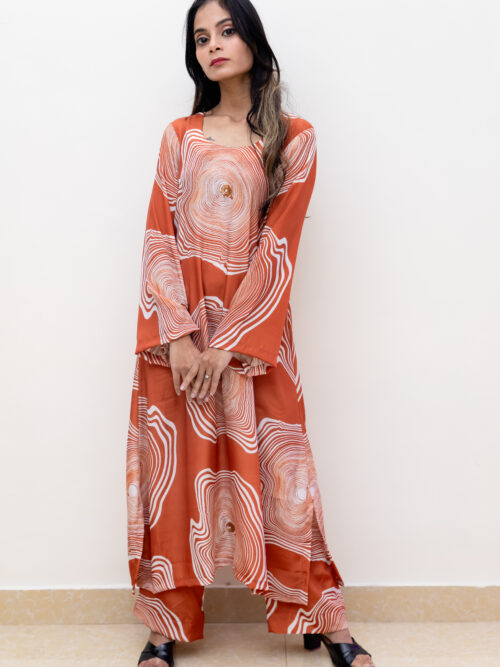 Crepe big abstract printed Coord set.